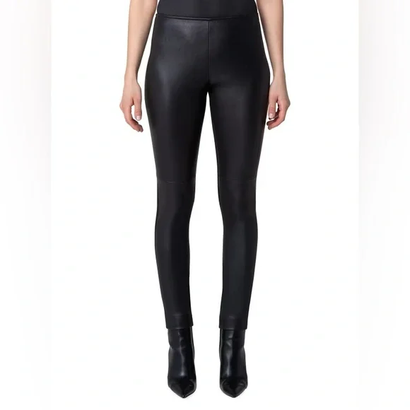 AKRIS PUNTO Fancy Leather Skinny Pants Size 6 BLACK - Picture 4 of 14